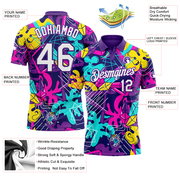 Custom Graffiti Pattern White-Purple 3D Performance Golf Polo Shirt
