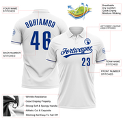 Custom White Royal Performance Vapor Golf Polo Shirt