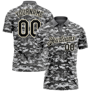Custom Camo Black-Cream 3D Performance Salute To Service Golf Polo Shirt