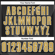 Custom Black Old Gold-White 3D Bowling Line Performance Polo Shirt