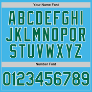 Custom Sky Blue Kelly Green-White Performance Vapor Golf Polo Shirt