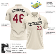 Custom Cream Crimson-Black Performance Vapor Golf Polo Shirt