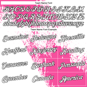 Custom Pink White-Black 3D Pattern Design Abstract Brush Stroke Performance Polo Shirt