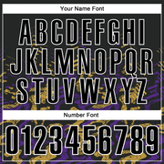 Custom Black Purple-Old Gold 3D Bowling Abstract Grunge Art Performance Polo Shirt