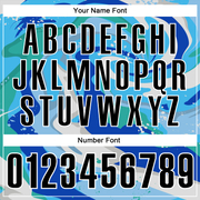 Custom Thunder Blue Black-Sky Blue 3D Bowling Splash Ink Performance Polo Shirt