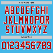 Custom Sky Blue Red-White Performance Vapor Golf Polo Shirt