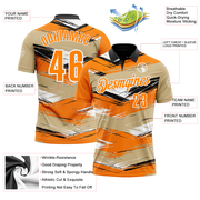 Custom Vegas Gold Bay Orange-Black 3D Bowling Abstract Grunge Art Performance Polo Shirt