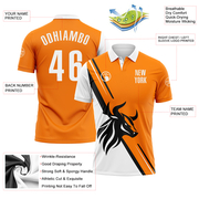 Custom Bay Orange White-Black 3D Pattern Design Animal Bull Performance Polo Shirt