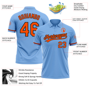 Custom Light Blue Orange-Black Performance Vapor Golf Polo Shirt