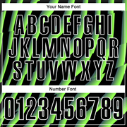 Custom Black Neon Green-White 3D Bowling Geometric Shape Performance Polo Shirt