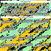 Custom Black Pea Green Ice Blue-Gold 3D Bowling Abstract Grunge Art Performance Polo Shirt