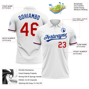 Custom White Red-Royal Performance Vapor Golf Polo Shirt