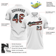 Custom White Vintage USA Flag-Black Performance Vapor Golf Polo Shirt