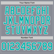 Custom Gray Aqua-White Bomber Full-Snap Varsity Letterman Hoodie Jacket