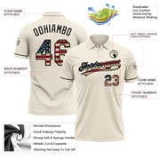 Custom Cream Vintage USA Flag-Black Performance Vapor Golf Polo Shirt