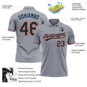 Custom Gray Black Powder Blue-Orange Performance Vapor Golf Polo Shirt