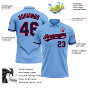 Custom Light Blue Navy-Red Performance Vapor Golf Polo Shirt