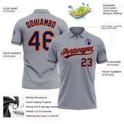 Custom Gray Navy-Orange Performance Vapor Golf Polo Shirt