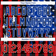 Custom Black Red-Royal 3D Distressed American Flag Performance Golf Polo Shirt