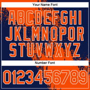 Custom Orange Navy-White 3D Pattern Design Abstract Brush Stroke Performance Polo Shirt