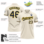 Custom Cream Navy-Yellow Performance Vapor Golf Polo Shirt
