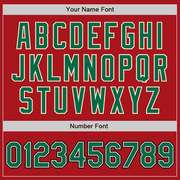 Custom Red Kelly Green Cream-Black Bomber Full-Snap Varsity Letterman Jacket