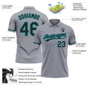 Custom Gray Black-Teal Performance Vapor Golf Polo Shirt