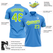 Custom Powder Blue Neon Green-White Performance Vapor Golf Polo Shirt