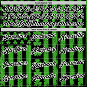 Custom Black Green-White 3D St. Patrick's Day Shamrock Performance Polo Shirt