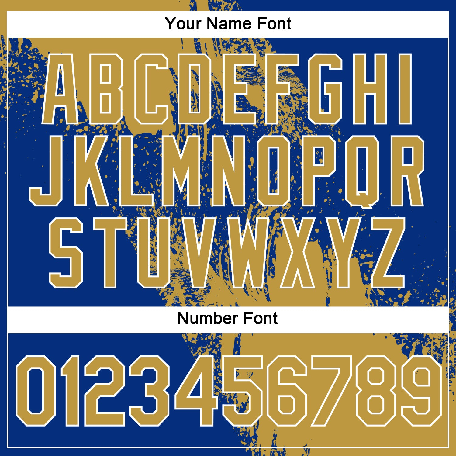 Custom Old Gold Royal-White 3D Pattern Design Abstract Brush Stroke Performance Polo Shirt