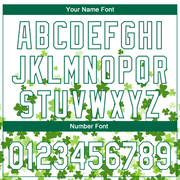 Custom White Kelly Green 3D Pattern Design St.Patrick's Day Performance Golf Polo Shirt