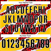 Custom Yellow Black-Red 3D Bowling Torn Paper Style Performance Polo Shirt