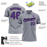 Custom Gray Purple-Black Performance Vapor Golf Polo Shirt