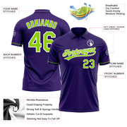 Custom Purple Neon Green-White Performance Vapor Golf Polo Shirt