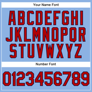 Custom Light Blue Red-Navy Performance Vapor Golf Polo Shirt