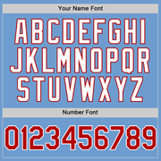 Custom Light Blue Red-White Bomber Full-Snap Varsity Letterman Two Tone Hoodie Jacket