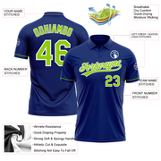 Custom Royal Neon Green-White Performance Vapor Golf Polo Shirt