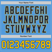 Custom Powder Blue Yellow-Navy Performance Vapor Golf Polo Shirt