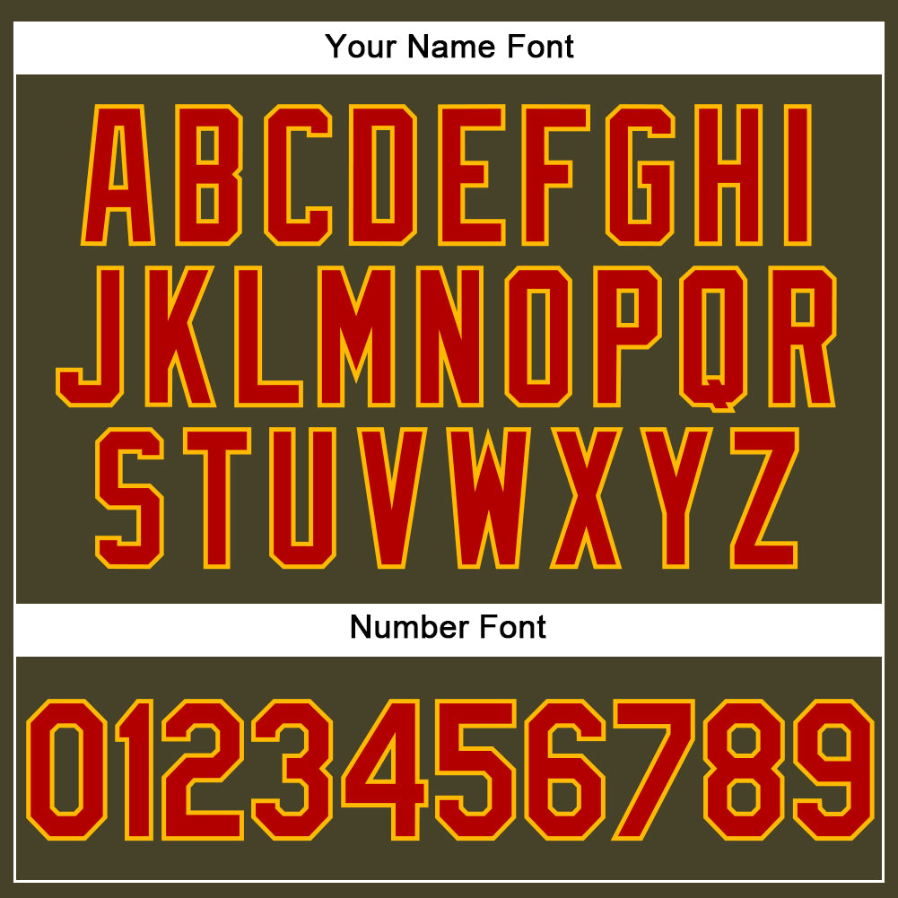 Custom Olive Red-Gold Performance Vapor Salute To Service Golf Polo Shirt