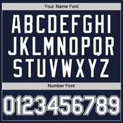 Custom Navy White Bomber Full-Snap Varsity Letterman Hoodie Jacket