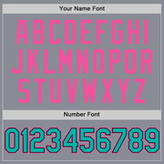 Custom Gray Aqua Black-Pink Bomber Full-Snap Varsity Letterman Hoodie Jacket