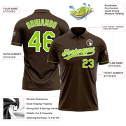 Custom Brown Neon Green-White Performance Vapor Golf Polo Shirt