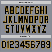 Custom Gray Black-Old Gold Bomber Full-Snap Varsity Letterman Hoodie Jacket