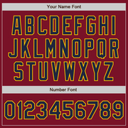 Custom Crimson Navy-Gold Bomber Full-Snap Varsity Letterman Jacket