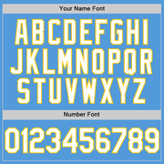 Custom Powder Blue White-Yellow Performance Vapor Golf Polo Shirt