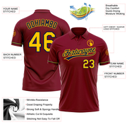 Custom Crimson Yellow-Navy Performance Vapor Golf Polo Shirt