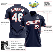 Custom Navy White Gray-Red Performance Vapor Golf Polo Shirt