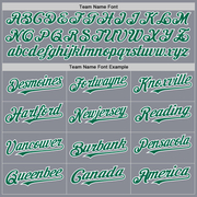 Custom Gray Kelly Green-White Bomber Full-Snap Varsity Letterman Hoodie Jacket