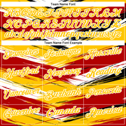 Custom Red Yellow-Black 3D Bowling Abstract Grunge Art Performance Polo Shirt