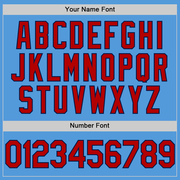 Custom Powder Blue Red-Navy Performance Vapor Golf Polo Shirt